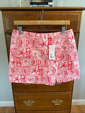 Lilly Pulitzer Pink & White Mini Skirt with Nautical Shell Print-NWT